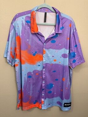 Fabletics The Rec Button Up 2.0 Stash Colorful Design Athletic Mens Size XXL